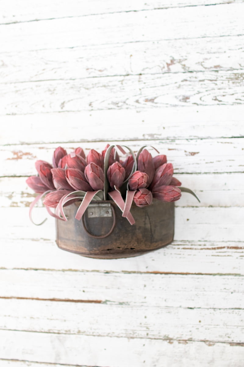 Set of Two Repurposed Metal Bucket Wall Planter