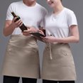 thumbnail image 5 of Men Women Short Waist Bistro Bartender Apron Holding Server Pen Card Money Tips Kitchen, - Khaki, 5 of 5