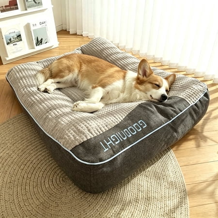 BOFNL Orthopedic Dog Bed for Medium Sized Dogs, Flat Mat Pet Bed with Thick Pillow Top, Machine Washable, Non-Slip Bottom, Size 32"x25"x7", Gray