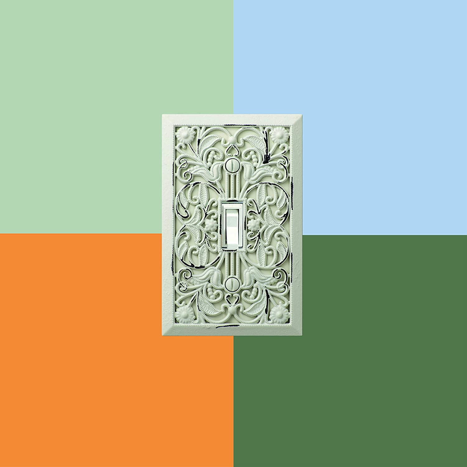 Amerelle 65TAW Moderne Wallplate 1 Toggle Cast Metal White 1-Pack