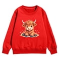 thumbnail image 4 of LUOGENLI Hoodies St. Patrick's Day Hoodies for Girls 12-14 Girls' Autumn and Winter Cute Cow Print Round Neck Long Sleeve Casual Hoodless Sweatshirt Cute Sweatshirts for Girls Red 7-8 Years, 4 of 4