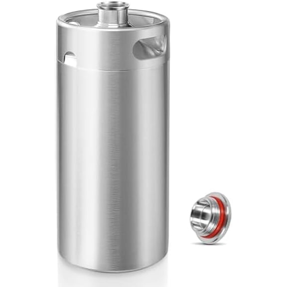 128oz Mini Keg Growler, Pressurized Stainless Steel Mini Beer Keg, Silver Carbonated Beer Growler Mini Kegerator with Seal Knob Cover & Beer Hose, Portable Beer Keg Growler for Home Brewing