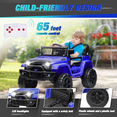 thumbnail image 4 of Clovercat 12v 7 Hours Powered Kids Ride on Toys Truck Car with Parent Remote Control, Bluetooth Music, Spring Suspension, Led Lights, Blue, 4 of 8