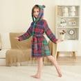 thumbnail image 2 of FORMRS Niños Bathrobe Unisex Hooded Robe Soft Plush Pajamas Sleepwear, Size 2-3T, Red Green Pattern, 2 of 7