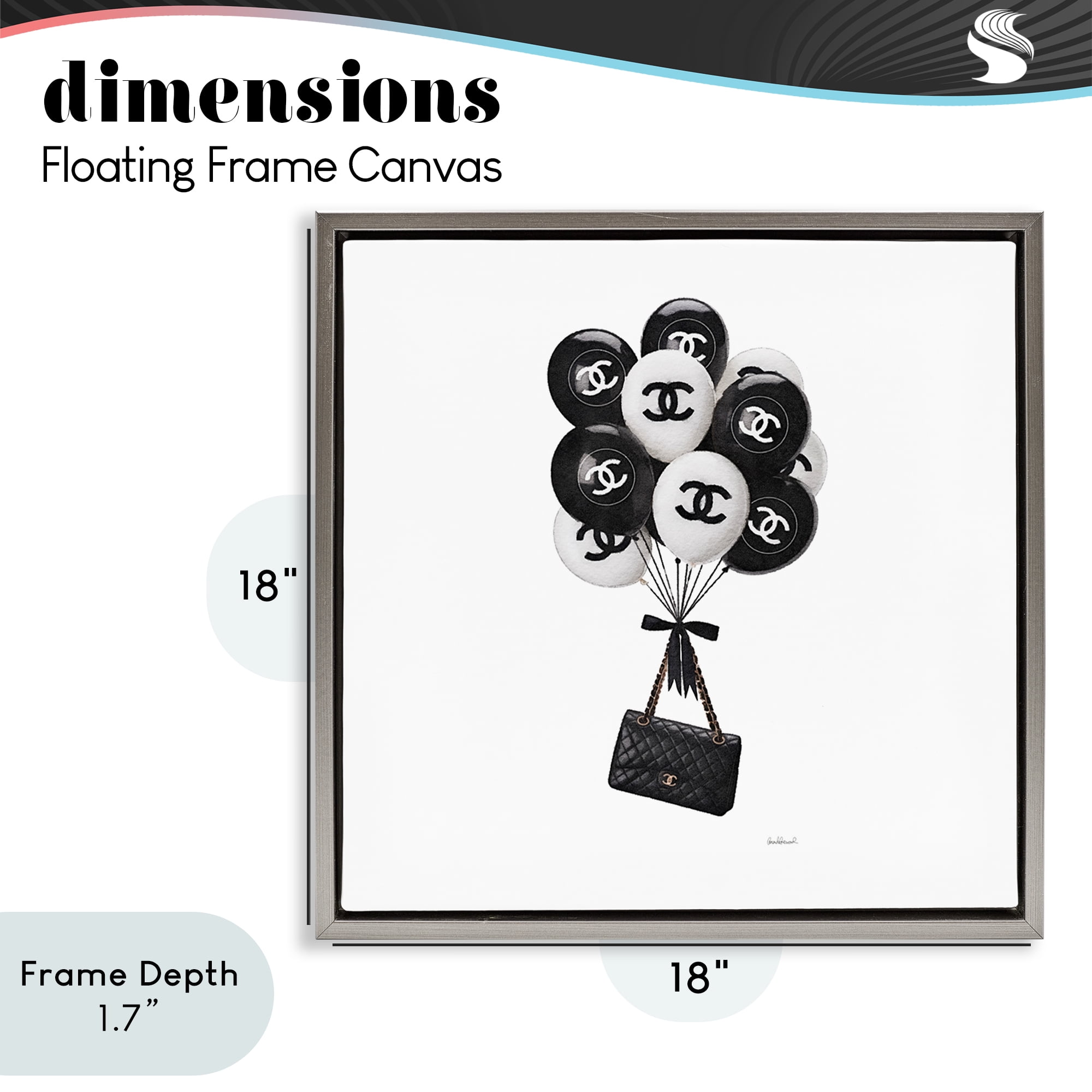 Stupell Industries Chic Balloons & Purse Gray Framed Floater Canvas Wall Art, design by Amanda Greenwood