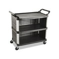 thumbnail image 4 of Rubbermaid Commercial 3-Shelf Mobile Utility Cart - 3 Shelf - 300 lb Capacity - 4" Caster Size - Aluminum - x 40.6" Width x 20" Depth x 37.8" Height - Aluminum Frame - Gray - 1 Each, 4 of 10
