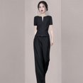 thumbnail image 2 of Ropa de mujer Estilo frío Ropa de mujer Traje de alta gama Verano Nueva moda Elegante Elegante Reductor de edad Slim-fit Negro Azul, 2 of 5