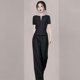 thumbnail image 2 of Ropa de mujer Estilo frío Ropa de mujer Traje de alta gama Verano Nueva moda Elegante Elegante Reductor de edad Slim-fit Negro Azul, 2 of 4