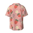 thumbnail image 2 of Vsdgher Strawberry Floral Print Men's Wrinkle Free Untucked Cuban Shirt Business Casual Button Down Shirts Short Sleeve Shirt, 2 of 7