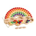 thumbnail image 3 of Color Sorting Stacking Toys Educational Montessori Wooden Rainbow Beads for Game 29cmx20cm A, 3 of 8