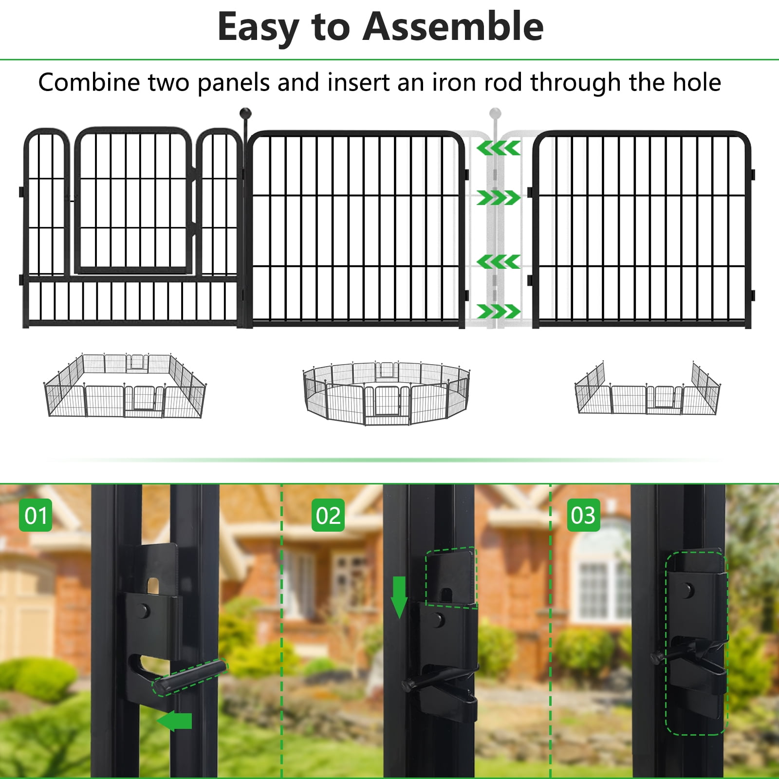 Jhsomdr Decorative Garden Fence 24" Height 20 Panels Metal Wire Animal Barrier Fence No Dig Garden Fencing for Yard Patio Outdoor
