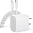 thumbnail image 1 of Cargador 20w Carga Rápida Para iPhone Tipo C Cable y Adaptador tipo C Color Blanco, 1 of 4
