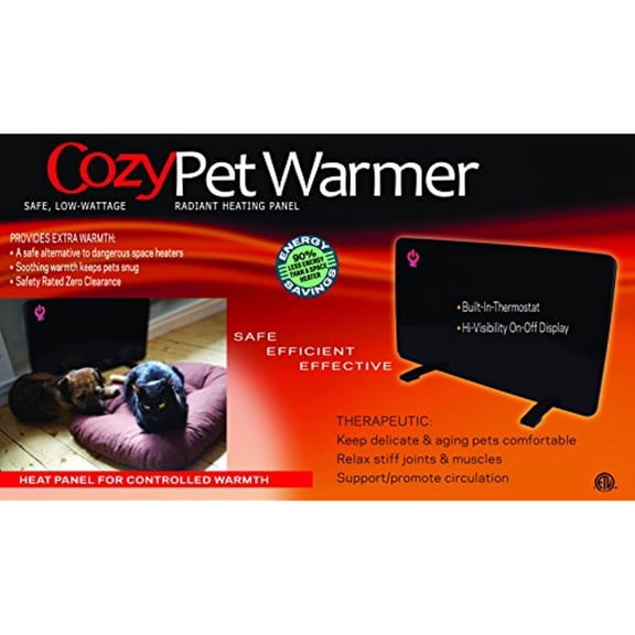 Cozy Products Dog Warmer Space Heater, Black, 19"L x 13"W x 0.65"H