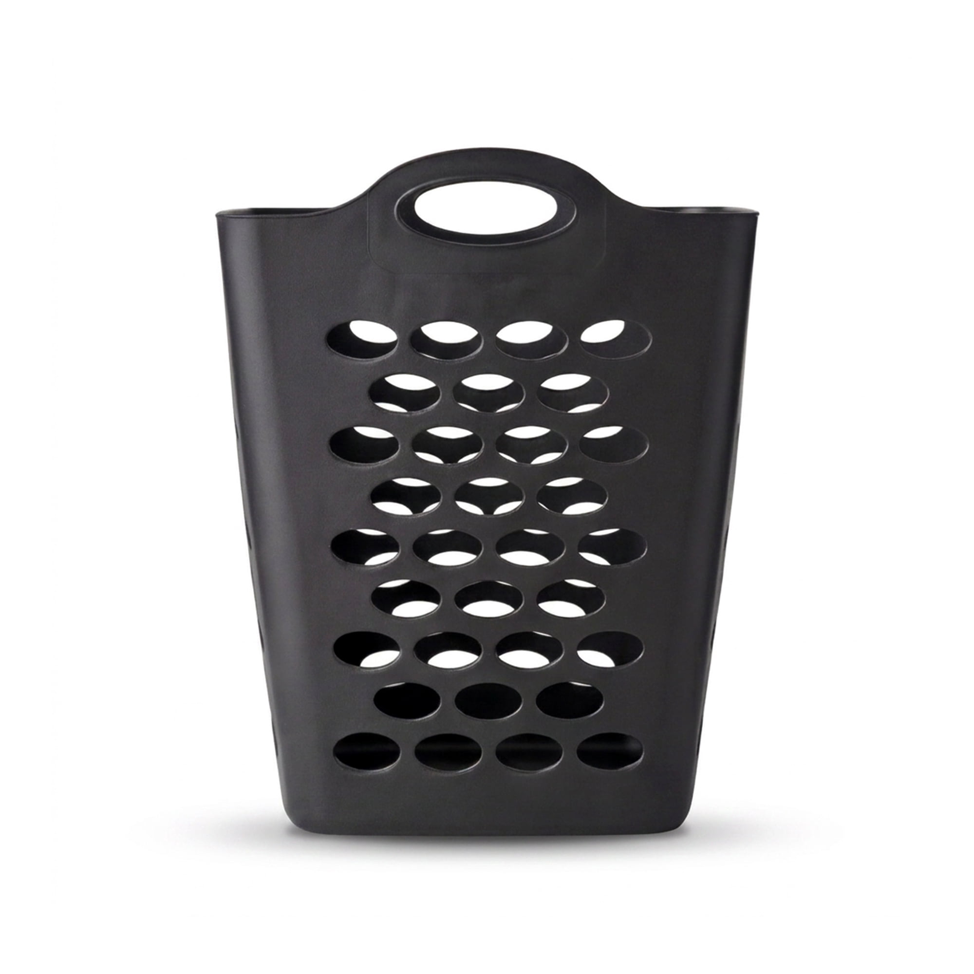 Mainstays Laundry Hamper, Black, Square Plastic Storage Bin with