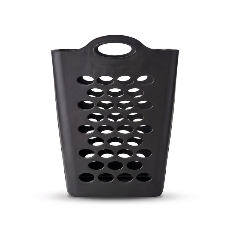 Mainstays Laundry Hamper, Black, Square Plastic Storage Bin with