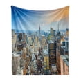 thumbnail image 1 of American Soft Flannel Fleece Blanket, New York City Aerial with Skyscrapers Manhattan Urban Architecture Panorama, Cozy Plush for Indoor and Outdoor Use, 70" x 90", Grey Blue Peach, by Ambesonne, 1 of 6