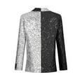thumbnail image 2 of YEAHDOR Kids Boys Shiny Sequins Circus Magician Costume Wedding Proms Party Outerwear Lapel Long Sleeve Blazer Jacket Black&Silver 10, 2 of 5