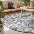 thumbnail image 3 of Round Rugs 5Ft, Navy Blue Rose Round Area Rug Washable Indoor Throw Carpet, Farmhouse Vintage Botanical Floral Burlap Soft Non Slip Circle Rug for Cabinet Bathroom Home Decor Aesthetic, 3 of 8