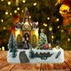thumbnail image 5 of Escultura de estatuilla de casa de pueblo navideña iluminada, escena de pueblo navideño, regalo de Navidad, estatua decorativa para estante de, 5 of 8