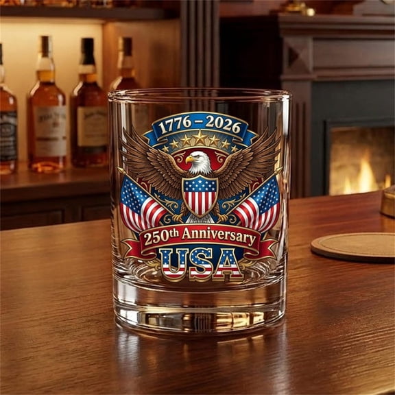 America 250th Anniversary “We The People” Heritage Whiskey Glass, Declaration of Independence Printed Glasses, 250 Anniversary Bottle for Day Patriotic Gift 2026 (A)