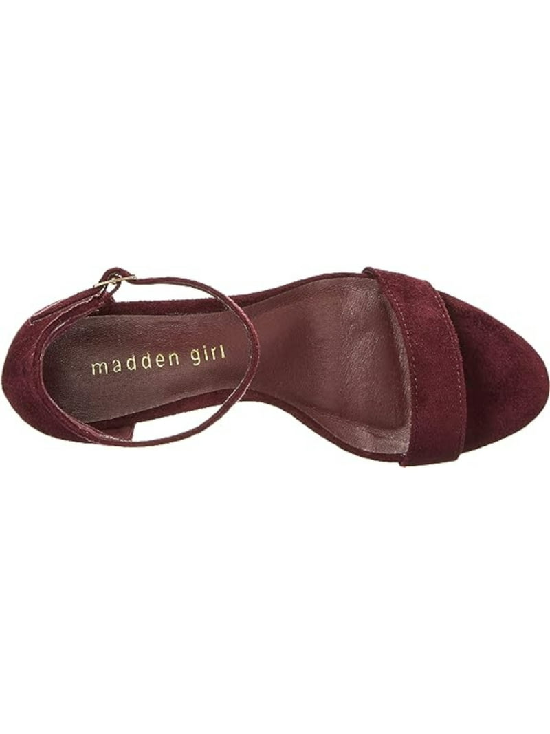 MADDEN GIRL Womens Burgundy Padded Adjustable Ankle Strap Bella Round Toe  Block Heel Buckle Dress Sandals Shoes 10 M - Walmart.com