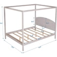 thumbnail image 3 of Canopy Bed, Queen Size Platform Bed Frame with Headboard and Support Legs, Solid Wood Kind Size Canopy Platform Bed, 3 of 7