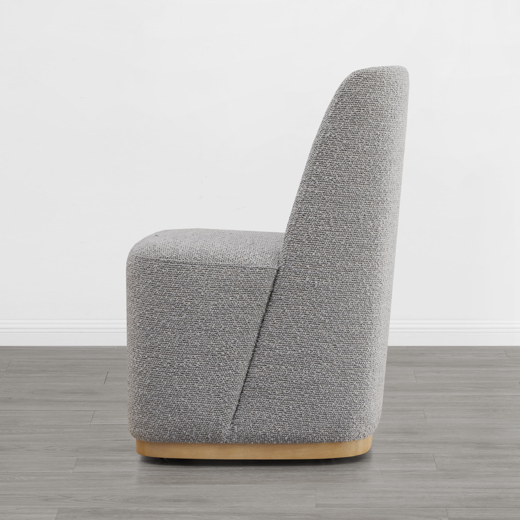 Spruce & Spring Modern Upholstered Dining Chair with Hidden Casters & Wood Base Set of 2, Grey