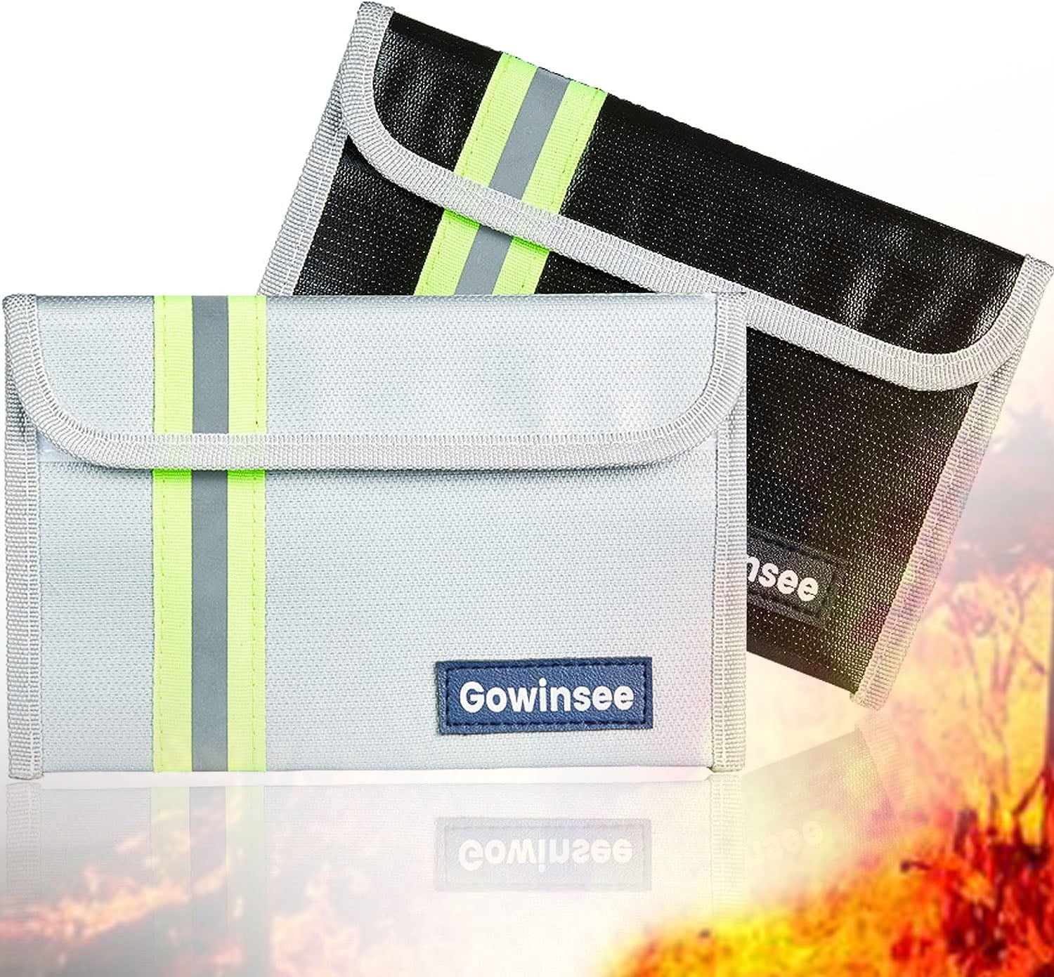 MUZOOY 2 Pack 8x5 Small Fireproof Money Bag, Silicone Coating Fire