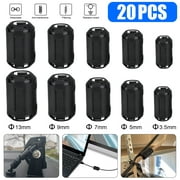 20pcs Noise Filter Cable Clips, TSV Clip-on Ferrite Core Ring Bead, Anti-Interference High-Frequency Filter RFI EMI Noise Suppressor Cable Clip 3.5/5/7/9/13mm Inner Diameter, Black