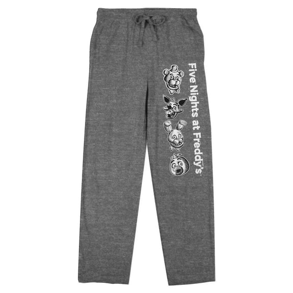Five Nights At Freddy's Character Heads Women's Gray Heather Sleep Pajama Pants-Medium