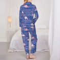 thumbnail image 3 of Pajama Sets for Women 2 Pcs, flamingo pink Button Down Long Sleeve Sleepwear Lounge PJ Sets, 3 of 6