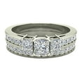 thumbnail image 4 of Wedding Ring Set for Women Princess Cut Past Present Future Bridal Set 14K White Gold 1.06 Carat (F,VS1), 4 of 5