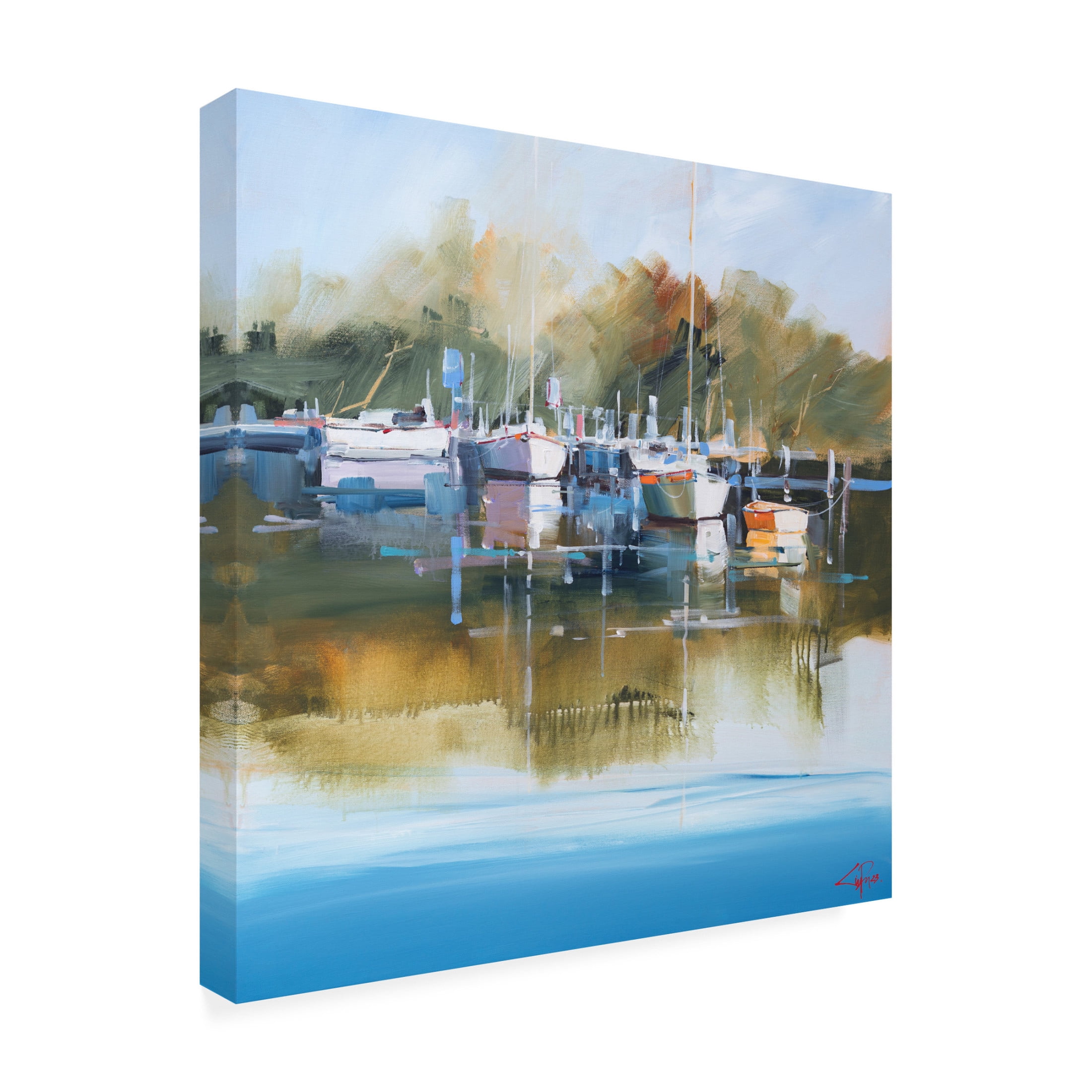 Canvas Wall Art - Craig Trewin Penny 'Still Moorings, Metung' Wall Art for Living Room, Bedroom, or Office Décor by Trademark Fine Art - 35 x 35 Inches