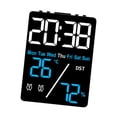 thumbnail image 4 of Reloj despertador digital, reloj de mesa electrónico, relojes de tiempo, moderna pantalla LED multiusos, 2 configuraciones de despertador para estudio Azul Digital Negro, 4 of 8