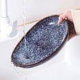 thumbnail image 6 of 30 oz Egg-Shaped Ceramic Pasta Bowls Set of 4, Porcelain Microwave Safe Serving Bowls with High Edge for Dinner, Salad, Soup, Reactive Glaze, Royal Blue, 6 of 7