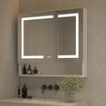 thumbnail image 3 of tunuo 36''W x 32'' H Recessed or Surface Medicine Cabinets for Bathroom with Mirror, LED Medicine Cabinet Organizer with Defogger, Dimmer, Outlets & USB, Silver, 3 of 11