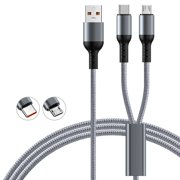 Yammee Double USB C Charger Cable Braided Nylon 66W Fast Charging for Smartphone Tablets