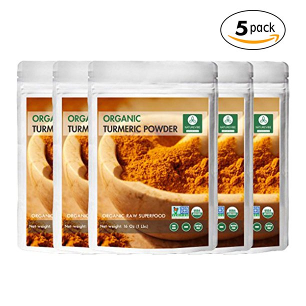 Organic Turmeric Root Powder with Curcumin 5 lbs (5 pack of 1 pound