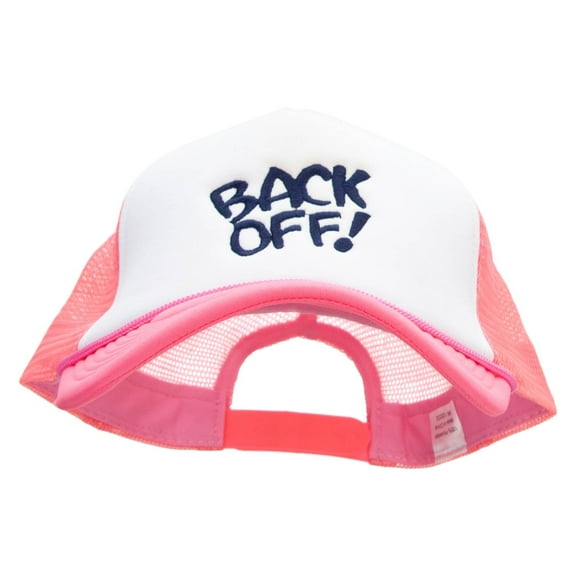 Back Off Embroidered Neon Polyester Foam Front Big Size Mesh Cap - Neon Pink XL-3XL