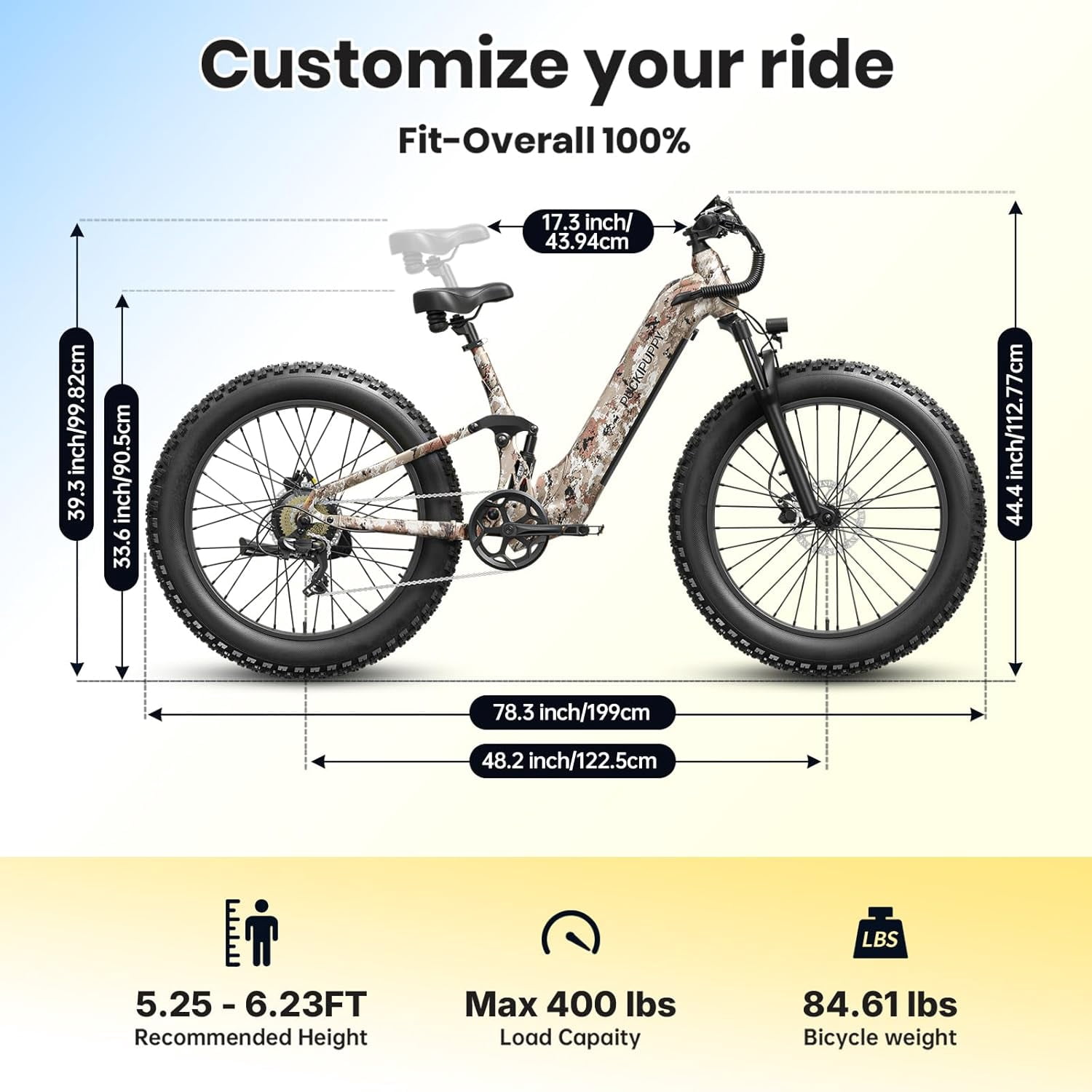 PUCKIPUPPY Electric Bikes for Adults 26" Step-Thru Ebikes 960W Peak Motor 80Miles Range 28mph Max Speed 48V 20AH Battery Full Suspension Fat Tire Mountain E Bike 7 Speed, Comply with UL2849 By SGS