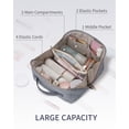 thumbnail image 3 of Travel Makeup Bag Cosmetic Bag Toiletry Bag for Women, Wide Open Organizer Pouch with Divider and Handle Portable Quilted Open Flat, Dusty Gray, 3 of 7