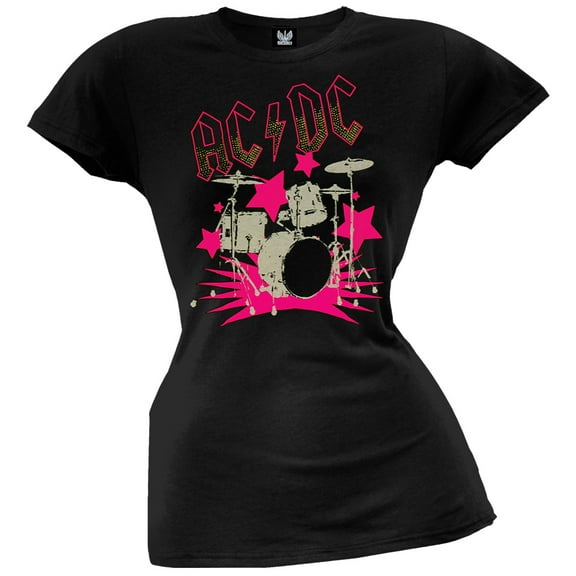 AC/DC Women's Juniors Drumset Short Sleeve T Shirt