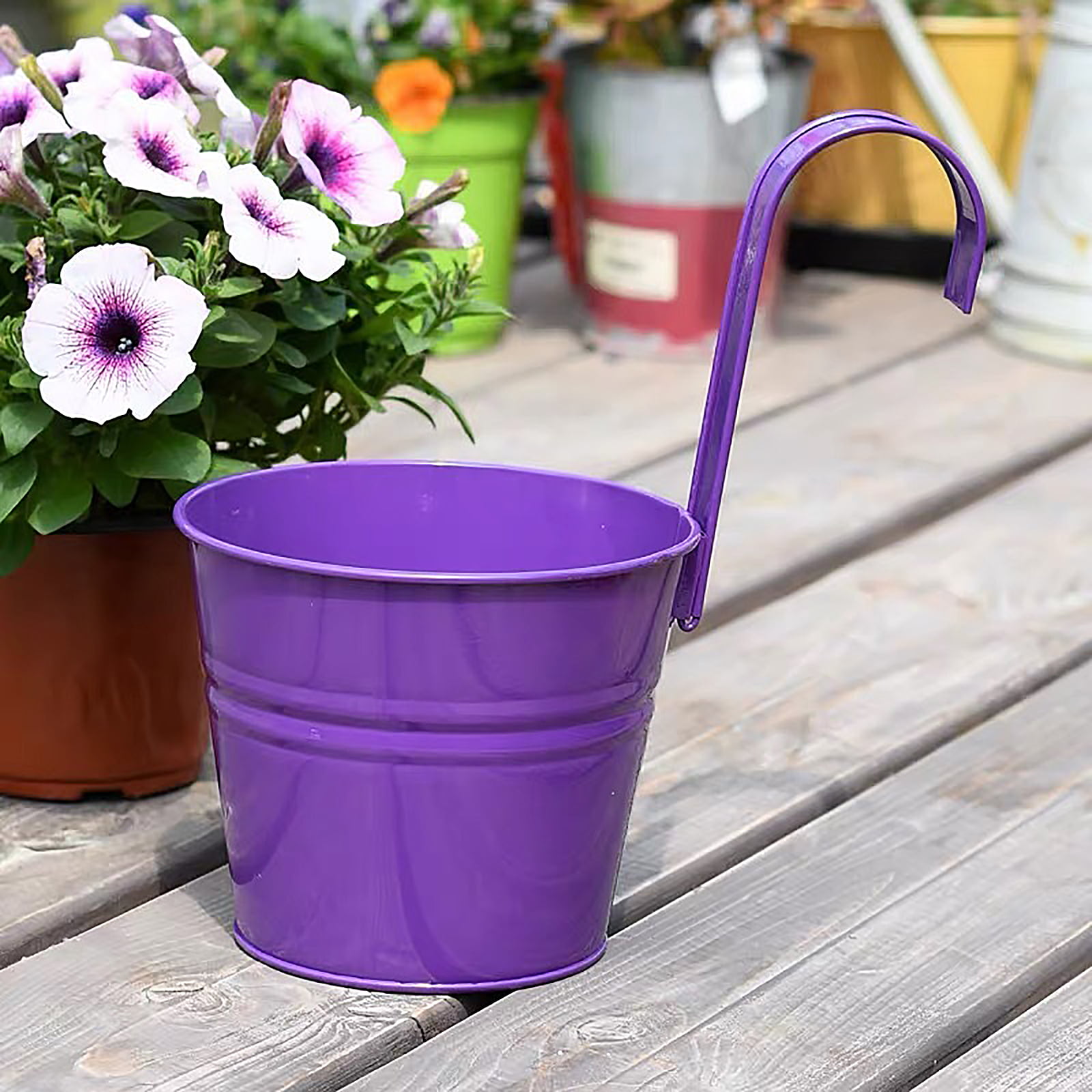 Rustic metal bucket Hanging flower Pot Portable leak-proof Bucket Decoration 