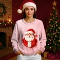 thumbnail image 4 of Christmas Sweatshirt for Women Fleece Lined Long Sleeve Crewneck Pullover Top Pink XL, 4 of 6