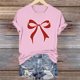 thumbnail image 1 of Xuyuer Valentine's Day Shirts for Women:Cute Love Heart Tshirts Graphic Tees Valentine Casual Short Sleeve Top bow tie fashion casual printed round-neck short-sleeved T-shirt top, 1 of 6