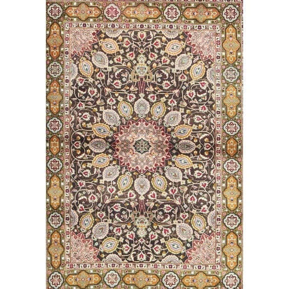 Ahgly Company Indoor Rectangle Traditional Sienna Brown Persian Area Rugs, 7' x 9'