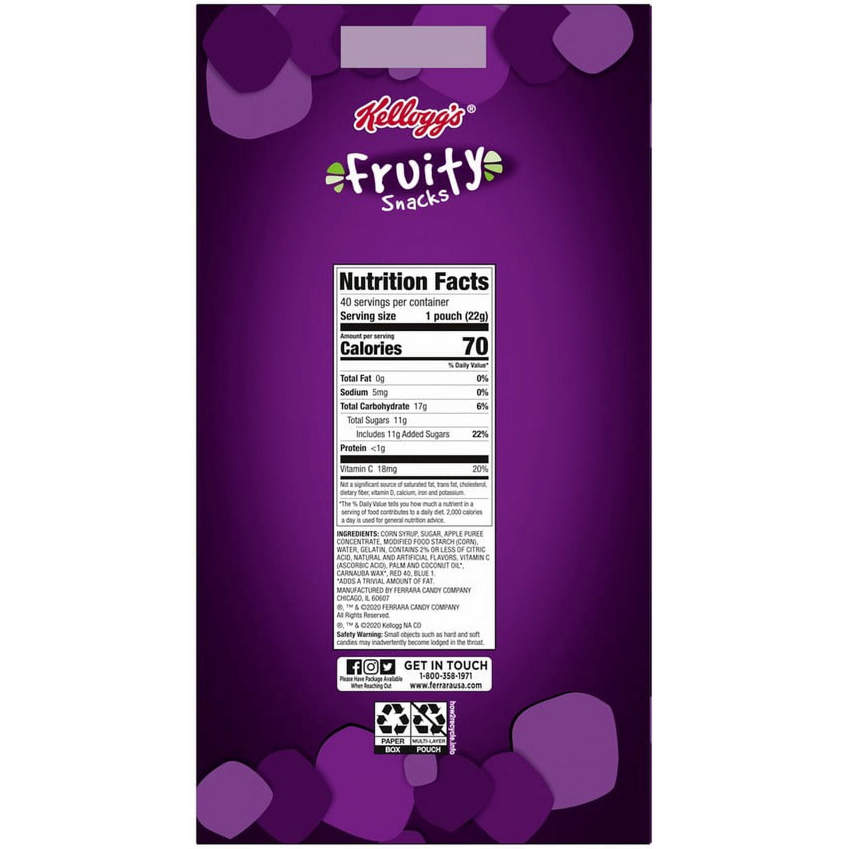Kellogg's Mixed Berry Fruity Snacks, 0.8 Oz, 40 Count