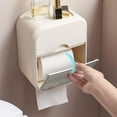 thumbnail image 1 of Caja de almacenamiento de papel higiénico, caja de papel para rollo de baño, ahorro de espacio, portarrollos de papel con estante para teléfono para Macarena Cubierta de tejido, 1 of 8