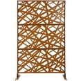 thumbnail image 5 of DUOSONG Outdoor & Indoor Privacy Screen Metal Privacy Screen 76" H×48" W, Freestanding Decorative Privacy Screen For Deck Balcony Patio, Privacy Fence Panels For Outside Lawn Garden Ps117 Brown Brown, 5 of 11