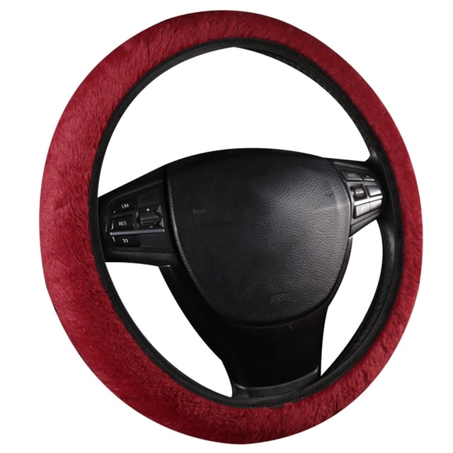 Rbaofujie Elastic Stretch Steering Wheel Cover With Soft Warm Plush Non-Slip Car Decoration Car Wheel Protector Universal Fits 14-15 Inches